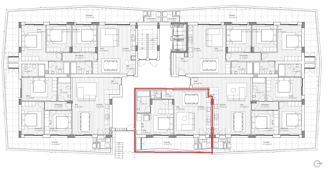 Apartamento T1 para Venda em Ferreiros e Gondizalves Planta 2