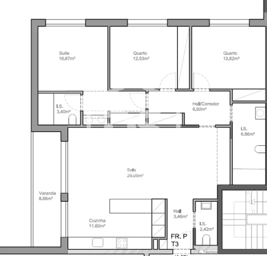 Apartamento T3 para Venda em Leiria, Pousos, Barreira e Cortes Planta 1