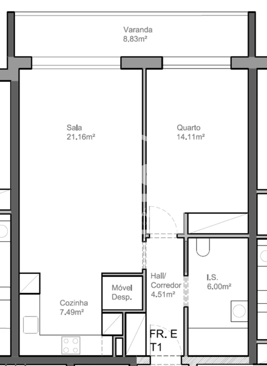 Apartamento T1 para Venda em Leiria, Pousos, Barreira e Cortes Planta 1