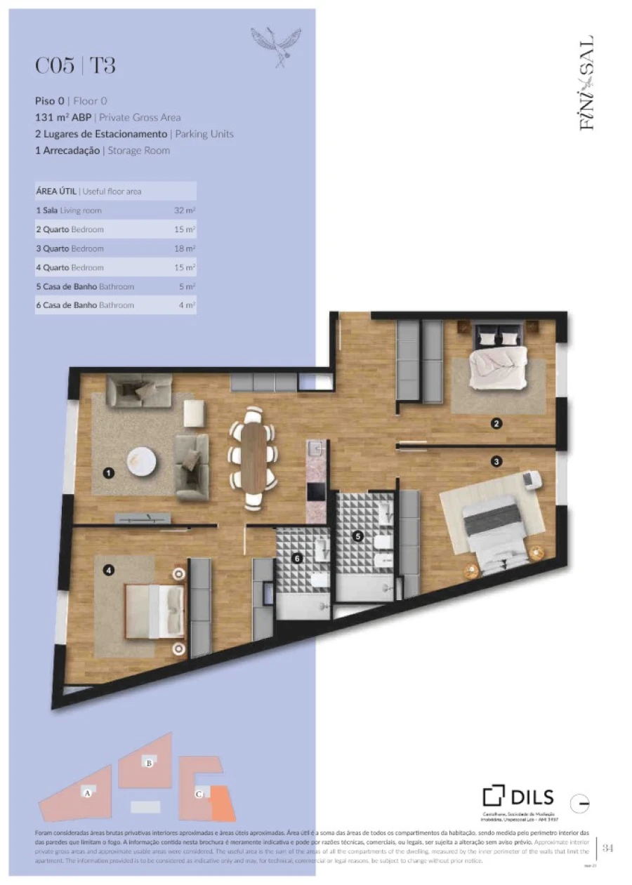 Apartamento T3 para Venda em Santa Maria do Castelo e Santiago e Santa Susana Planta 1