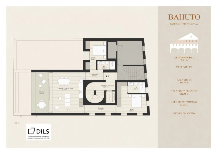 Apartamento T2 para Venda em Campo de Ourique Planta 1