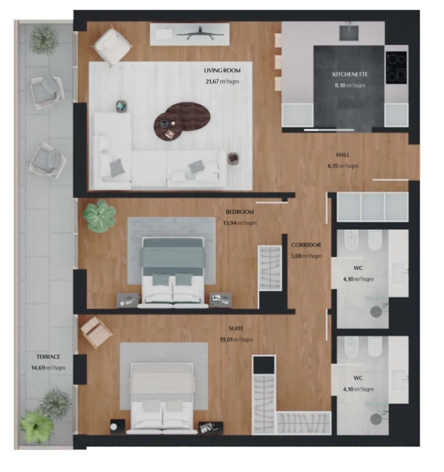 Apartamento T2 para Venda em Quarteira Planta 1