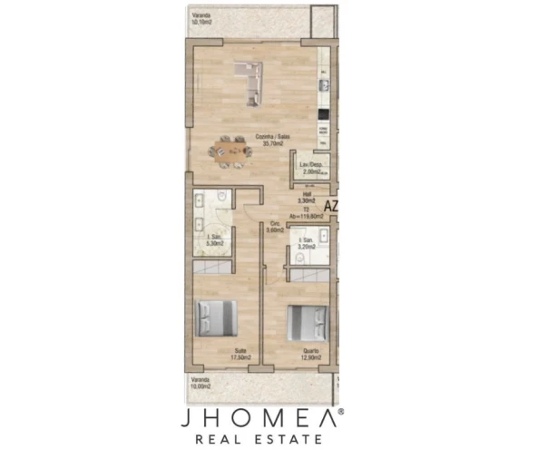 Apartamento T2 para Venda em Glória e Vera Cruz Planta 1