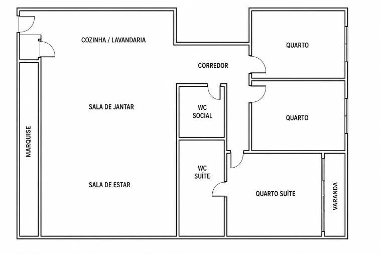 Apartamento T3 para Venda em Real, Dume e Semelhe Planta 1