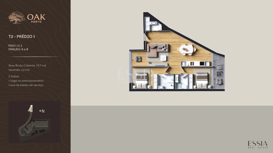 Apartamento T2 para Venda em Cedofeita, Santo Ildefonso, Sé, Miragaia, São Nicolau e Vitória Planta 1