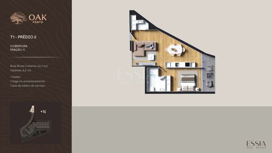 Apartamento T1 para Venda em Cedofeita, Santo Ildefonso, Sé, Miragaia, São Nicolau e Vitória Planta 1