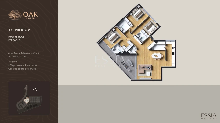 Apartamento T3 para Venda em Cedofeita, Santo Ildefonso, Sé, Miragaia, São Nicolau e Vitória Planta 1