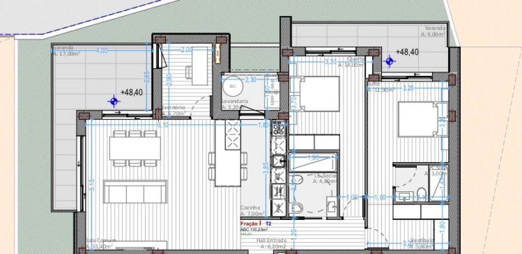 Apartamento T2 para Venda em Ribeirão Planta 1