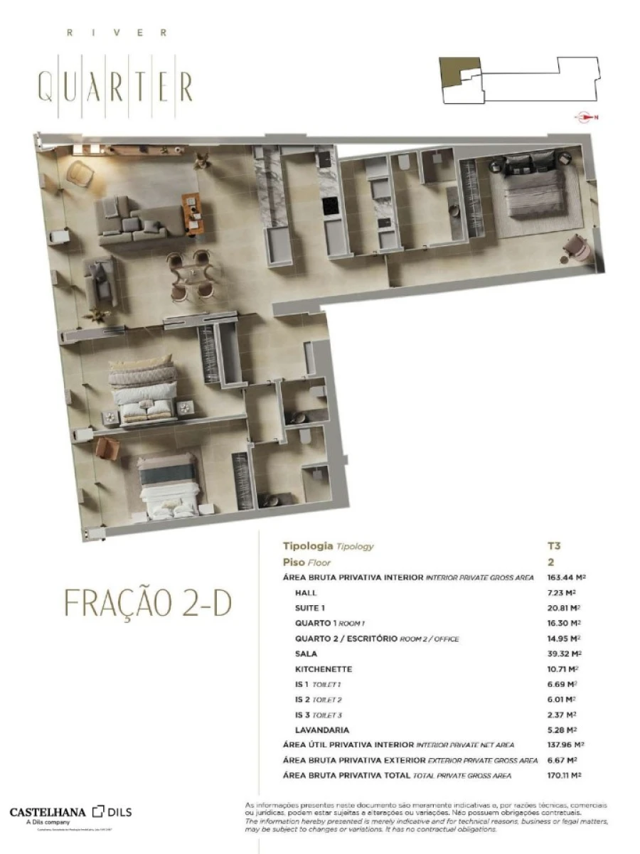 Apartamento T3 para Venda em Misericórdia Planta 1