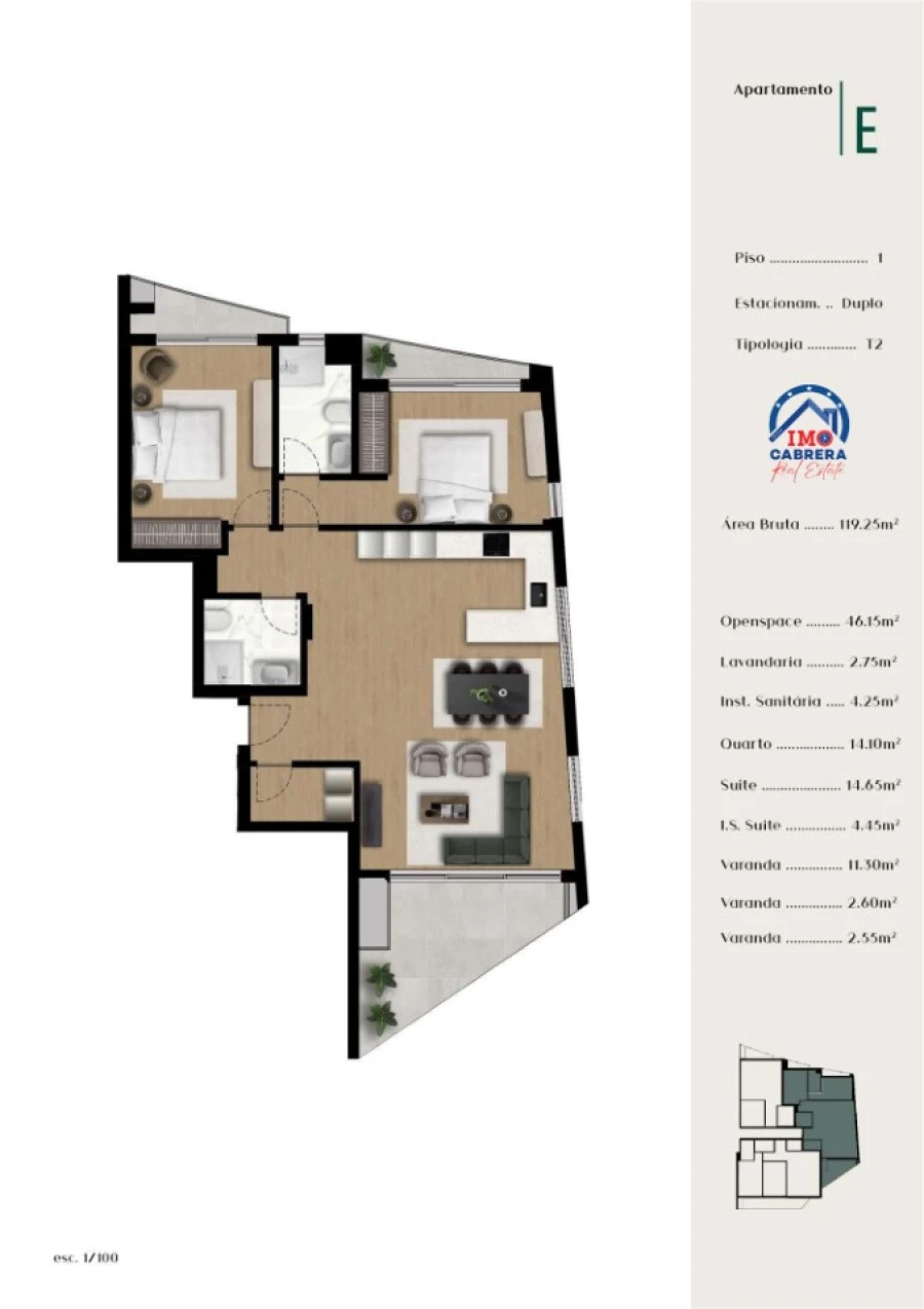 Apartamento T2 para Venda em Ponta do Sol Planta 1