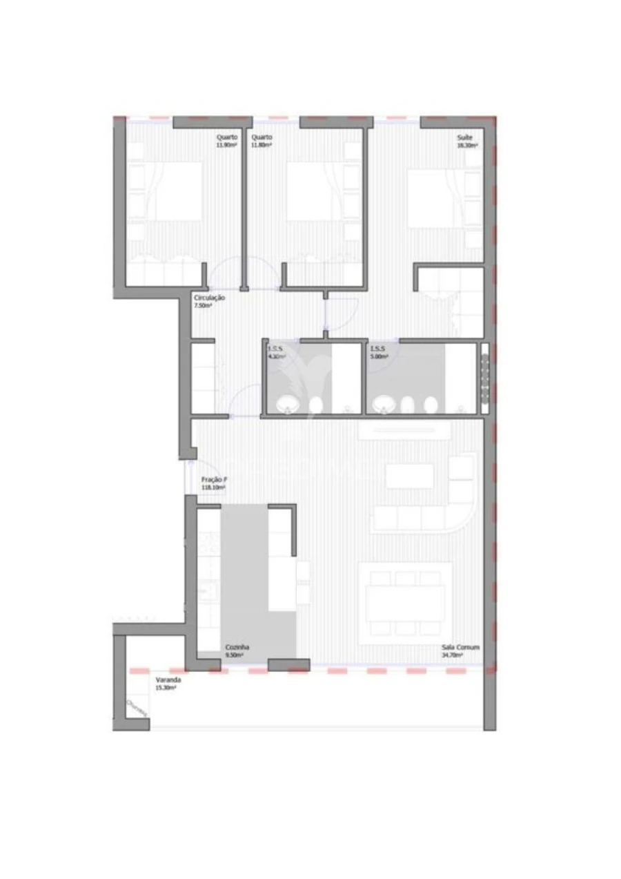Apartamento T3 para Venda em São João Baptista Foto 14