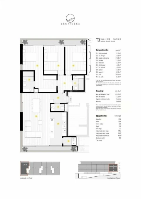 Apartamento T3 para Venda em Canidelo