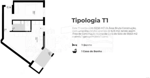 Apartamento T1 para Venda em Pedrouços