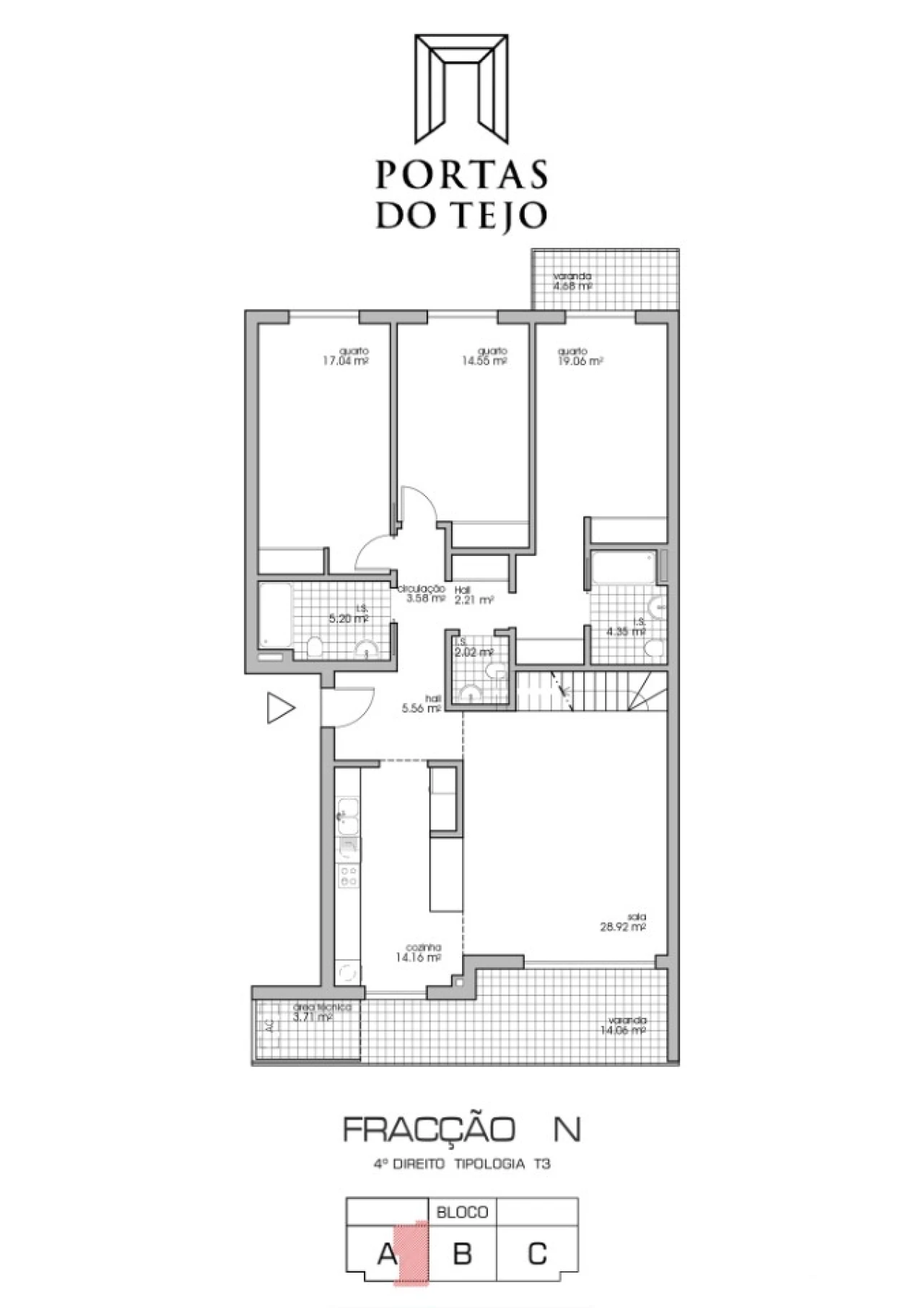 Apartamento T3 para Venda em Montijo e Afonsoeiro Planta 2