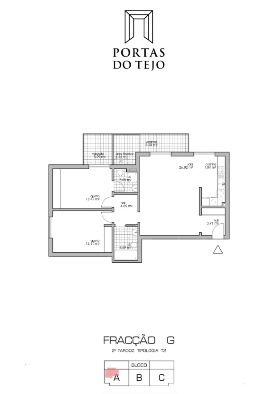 Apartamento T2 para Venda em Montijo e Afonsoeiro Planta 1