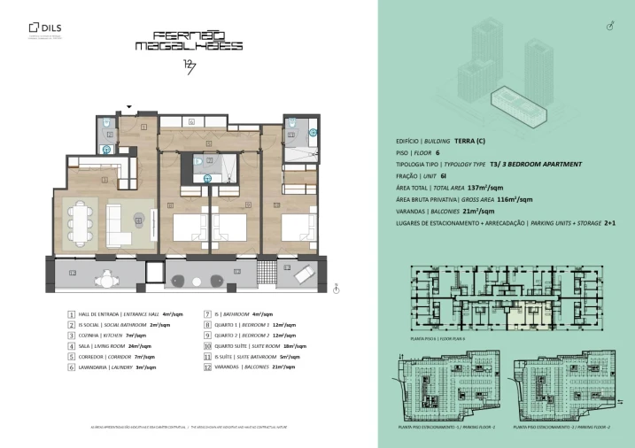 Apartamento T3 para Venda em Bonfim Planta 1