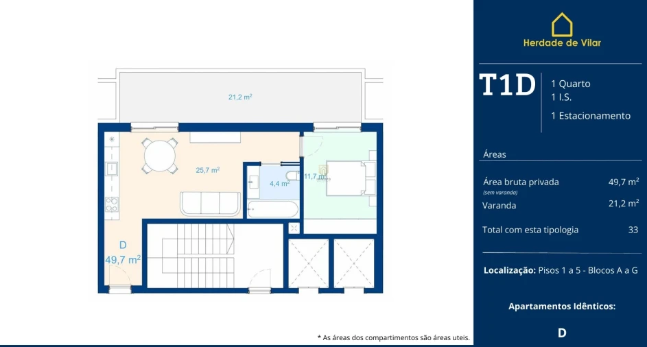 Apartamento T1 para Venda em Mafamude e Vilar do Paraíso Planta 1