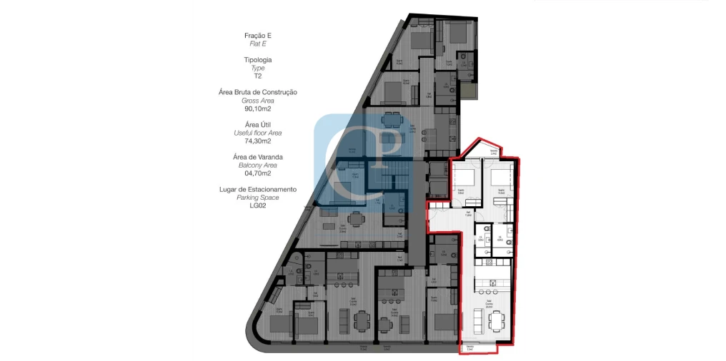 Apartamento T2 para Venda em Paranhos Planta 1