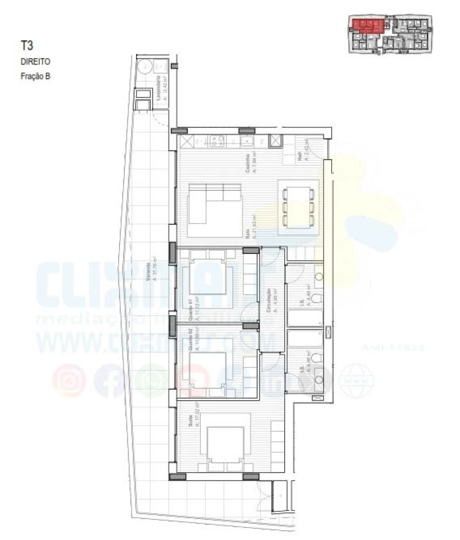Apartamento T3 para Venda em Ferreiros e Gondizalves Planta 4