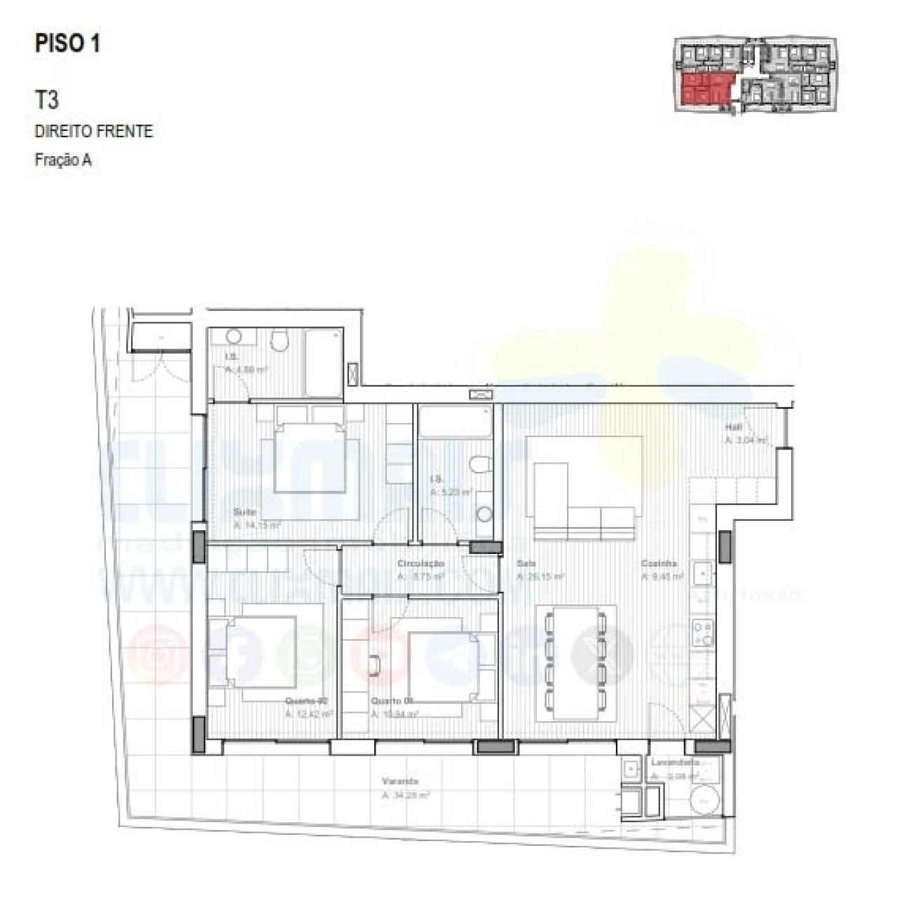 Apartamento T2 para Venda em Ferreiros e Gondizalves Planta 3