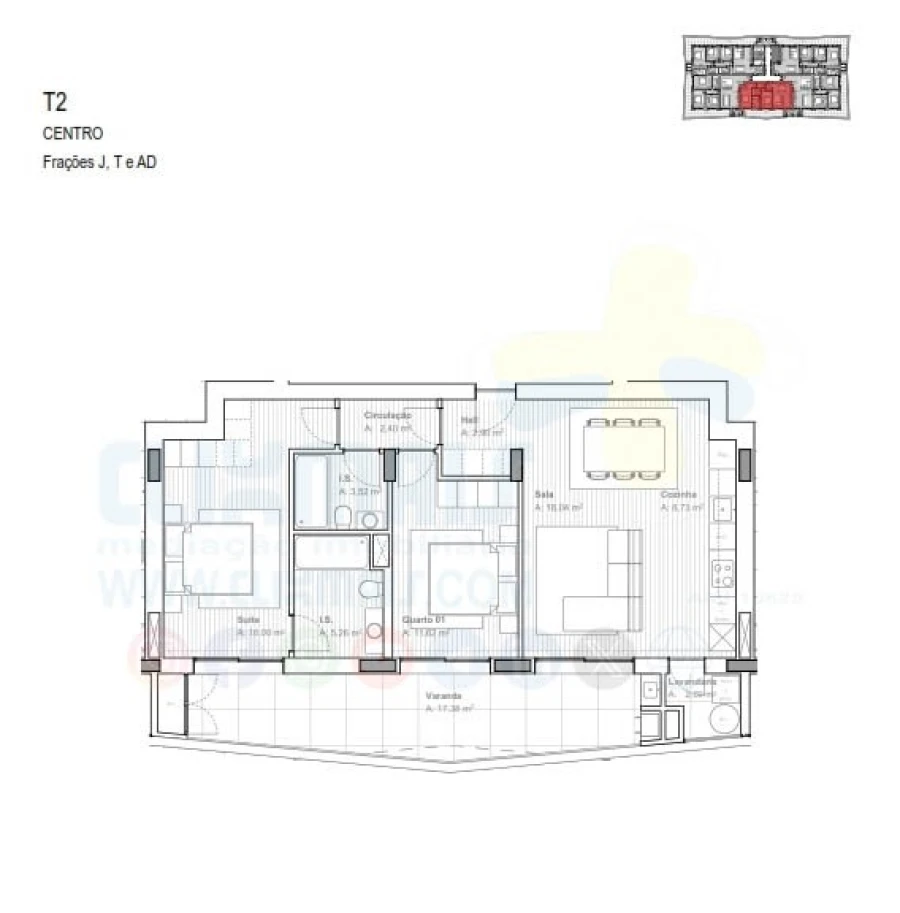 Apartamento T2 para Venda em Ferreiros e Gondizalves Planta 2