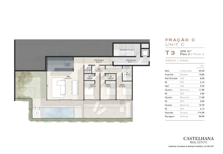Apartamento T3 para Venda em Gondomar (São Cosme), Valbom e Jovim Planta 1