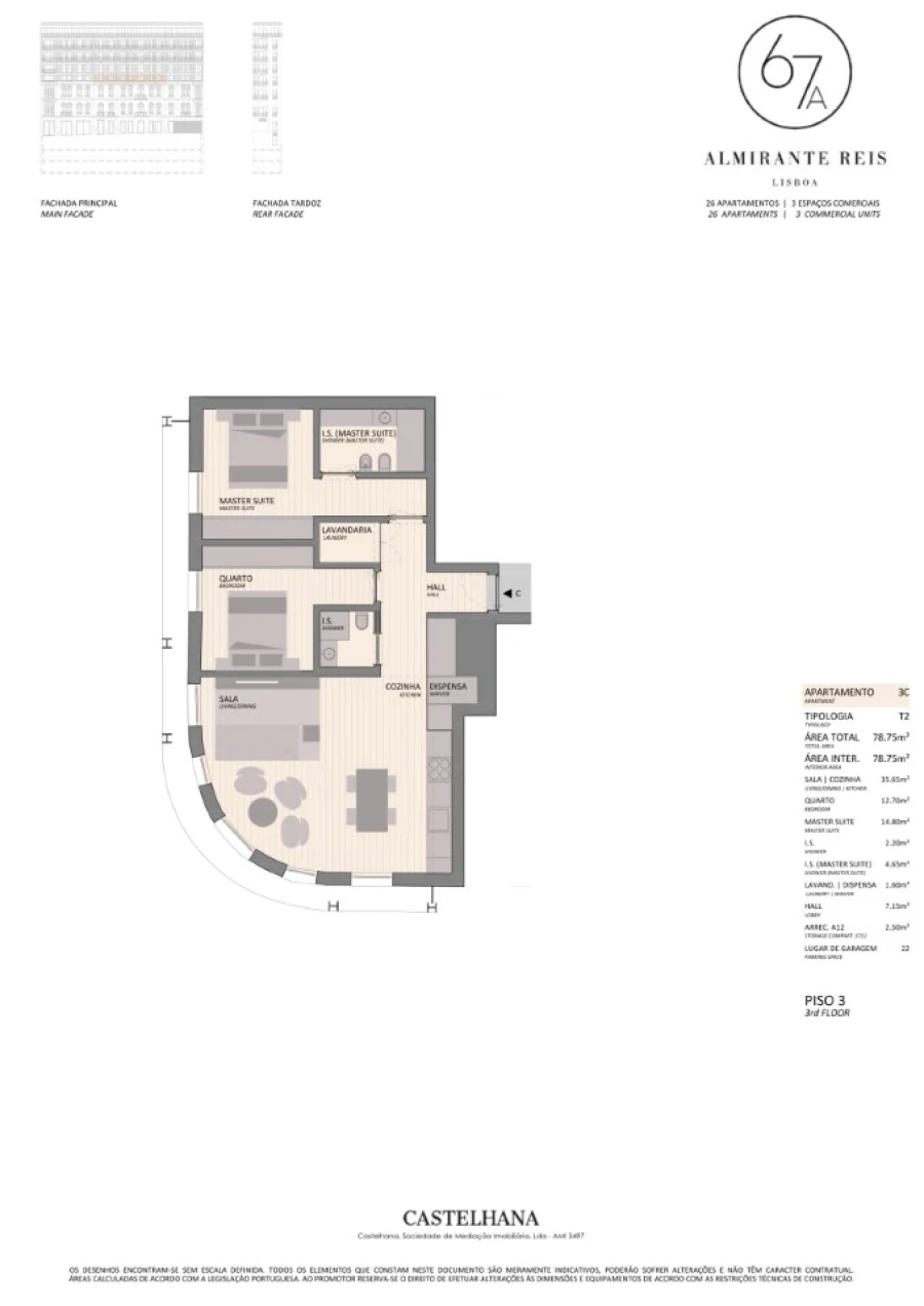 Apartamento T2 para Venda em Arroios Planta 1