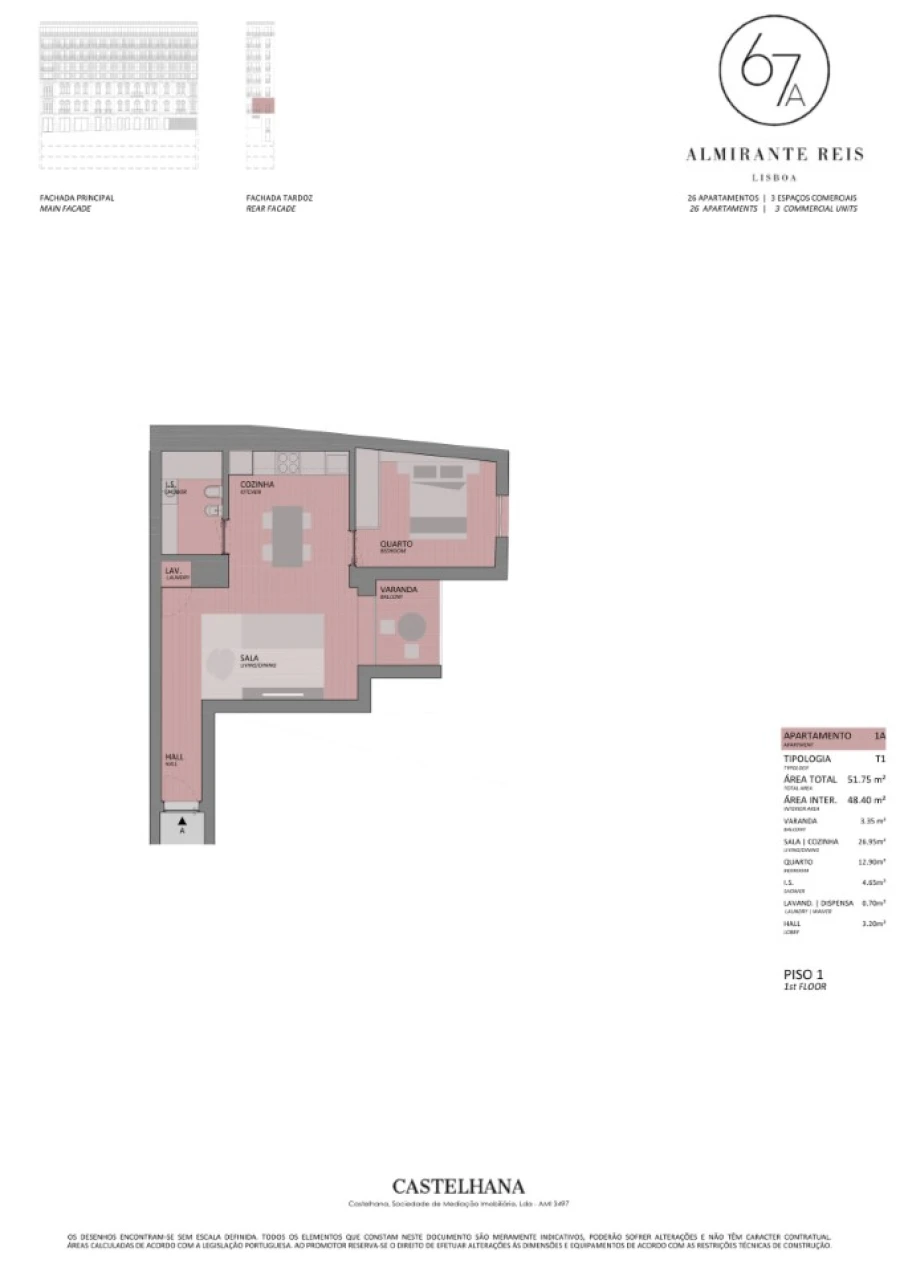 Apartamento T1 para Venda em Arroios Planta 1
