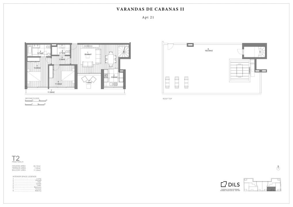 Apartamento T2 para Venda em Conceição e Cabanas de Tavira Planta 2