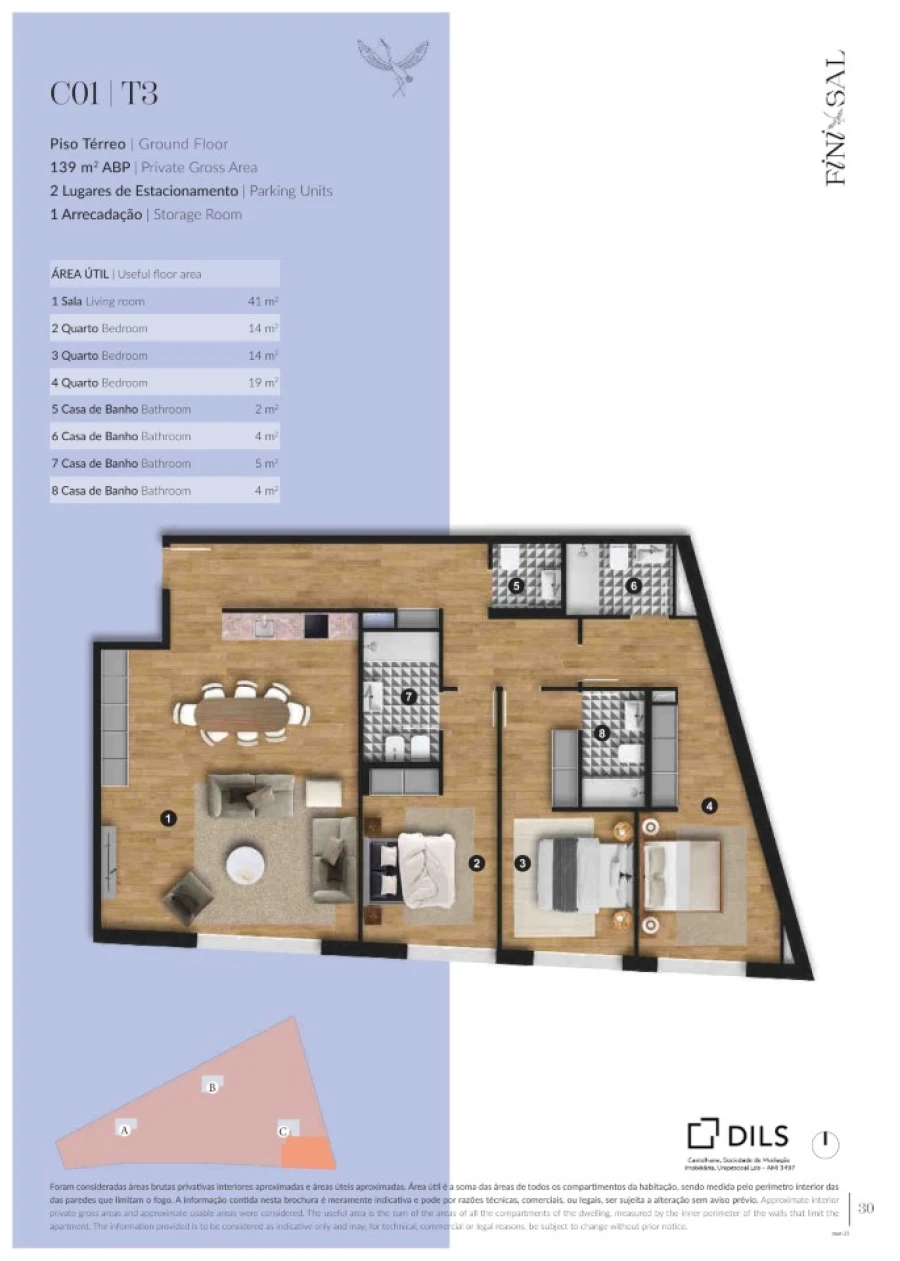Apartamento T3 para Venda em Santa Maria do Castelo e Santiago e Santa Susana Planta 1