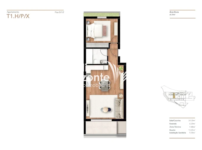 Apartamento T1 para Venda em Funchal (Santa Luzia) Planta 1