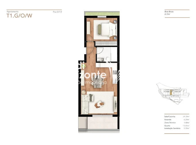 Apartamento T1 para Venda em Funchal (Santa Luzia) Planta 1