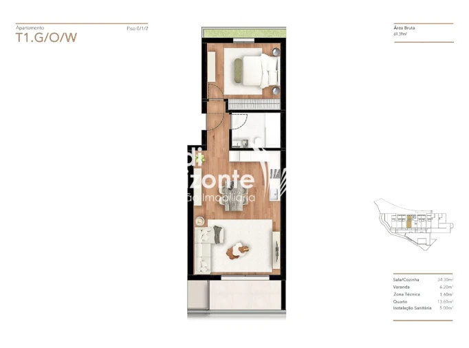 Apartamento T1 para Venda em Funchal (Santa Luzia) Planta 1