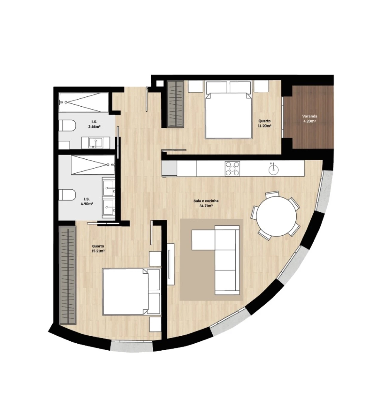 Apartamento T2 para Venda em Santa Clara e Castelo Viegas Planta 2