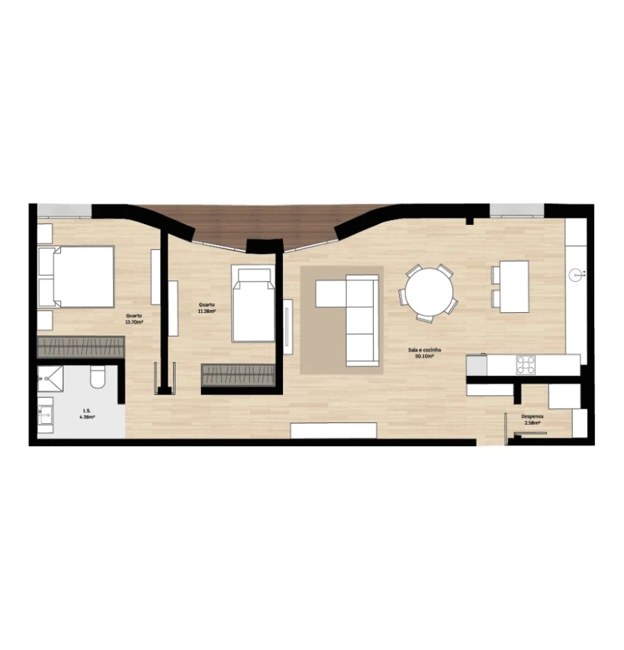 Apartamento T2 para Venda em Santa Clara e Castelo Viegas Planta 1