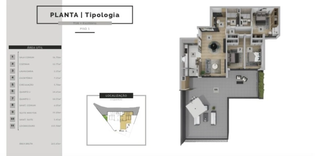 Apartamento T3 para Venda em São Martinho Planta 1