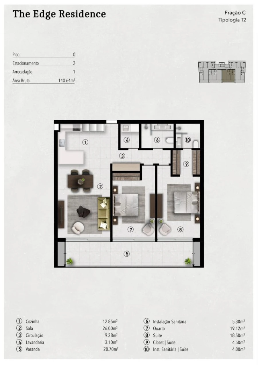 Apartamento T2 para Venda em Funchal (São Pedro) Planta 1