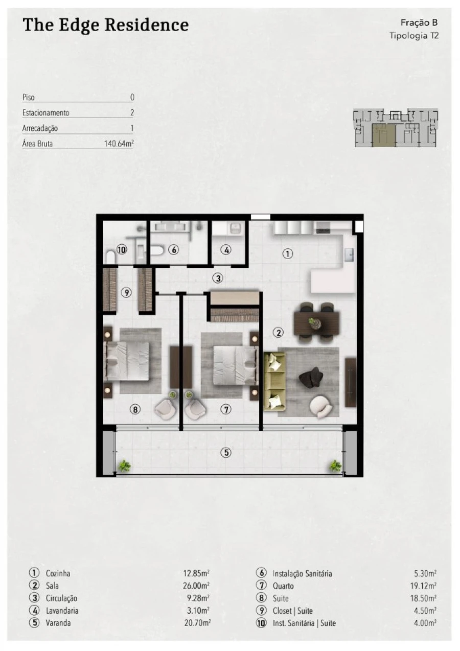 Apartamento T2 para Venda em Funchal (São Pedro) Planta 1