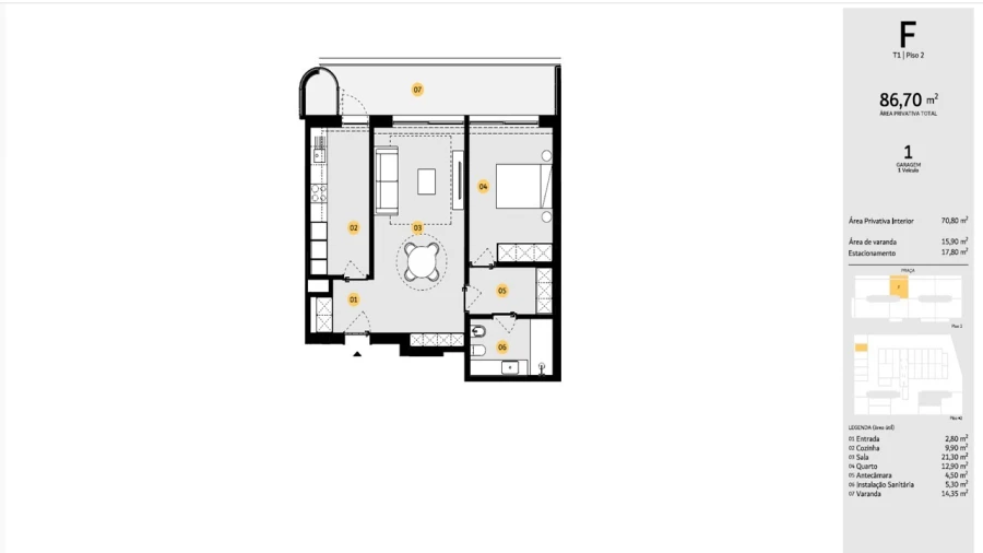 Apartamento T1 para Venda em Cidade da Maia Planta 1