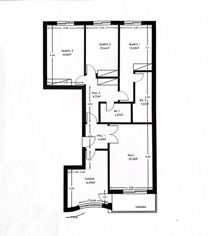 Apartamento T3 para Venda em Moledo e Cristelo Planta 1
