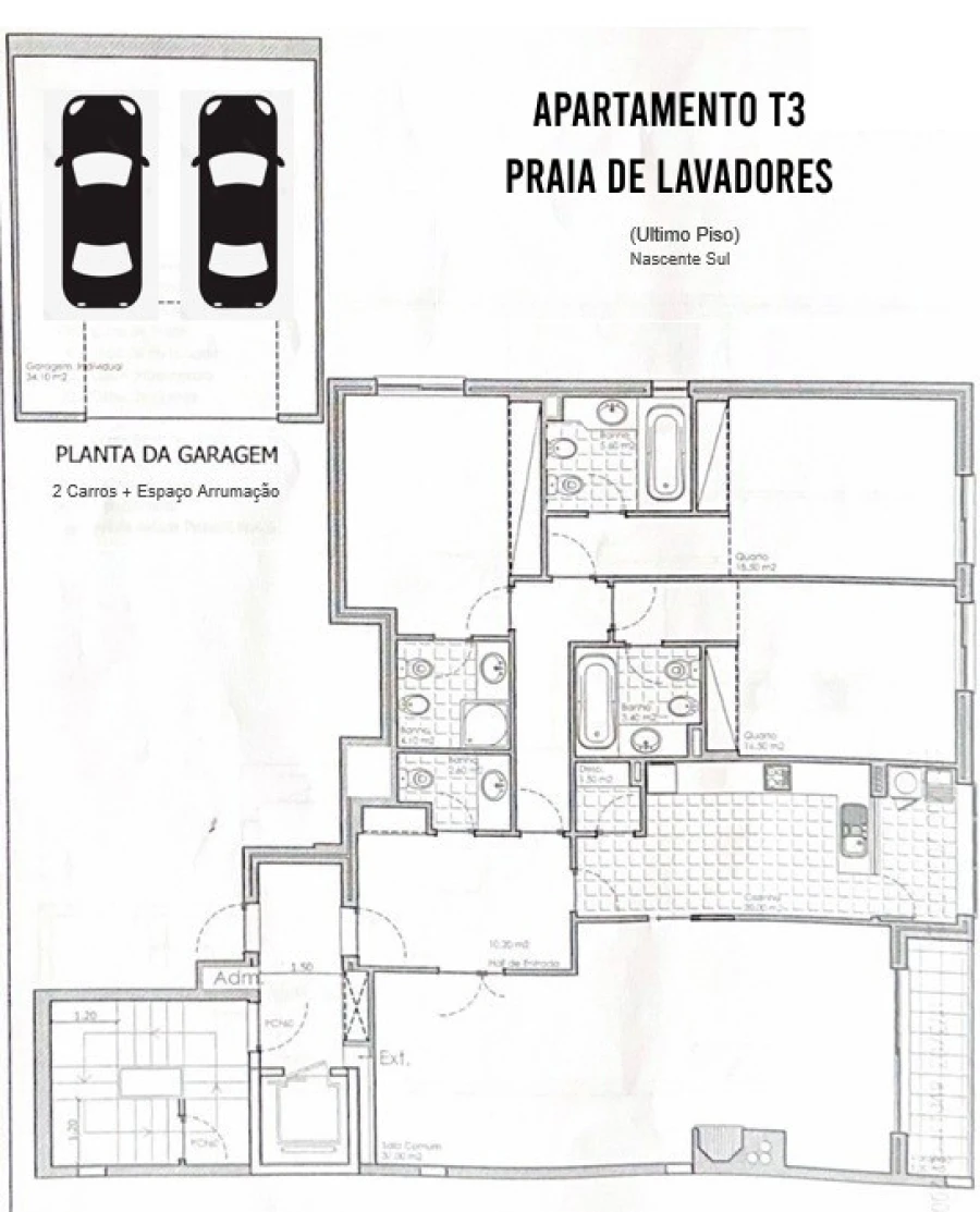 Apartamento T3 para Venda em Canidelo Planta 1