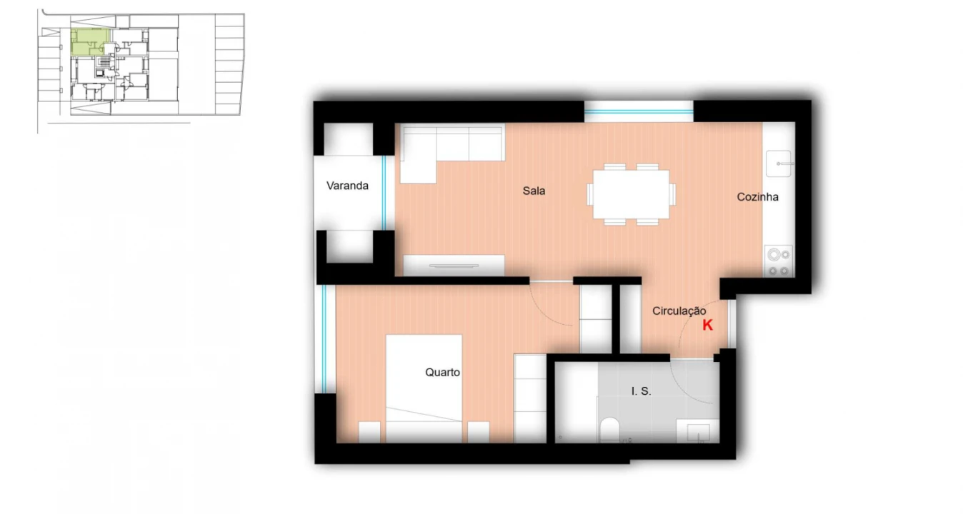 Apartamento T1 para Venda em Glória e Vera Cruz Foto 12