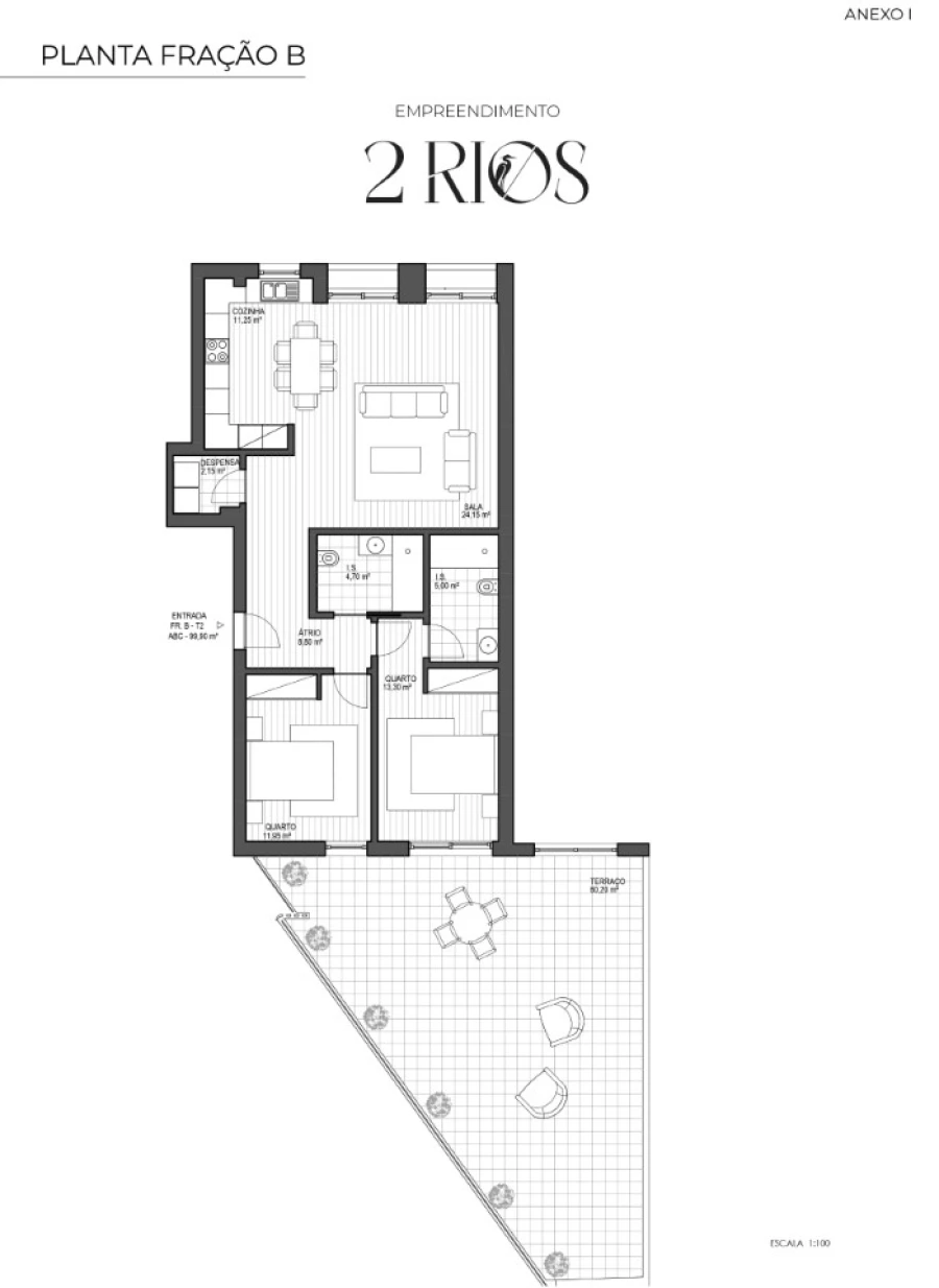 Apartamento T2 para Venda em Alcobaça e Vestiaria Planta 1
