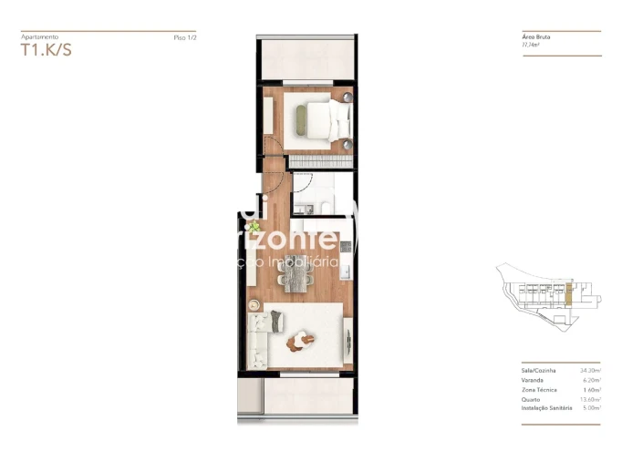 Apartamento T1 para Venda em Funchal (Santa Luzia) Planta 1