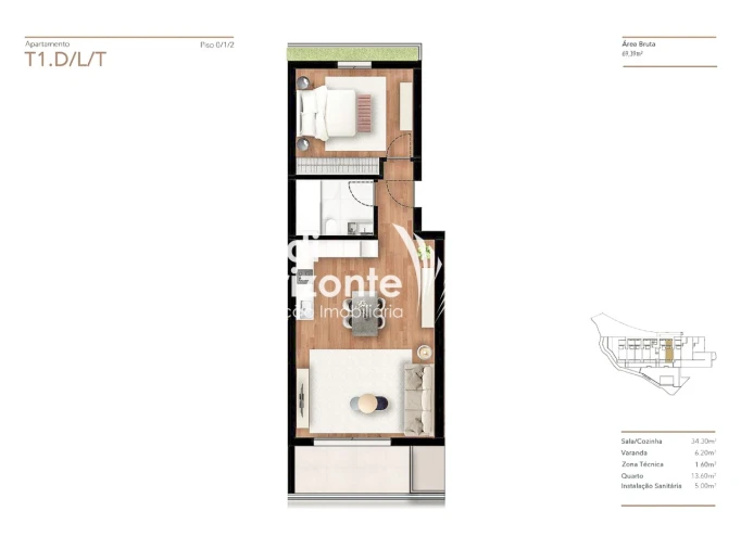 Apartamento T1 para Venda em Funchal (Santa Luzia) Planta 1