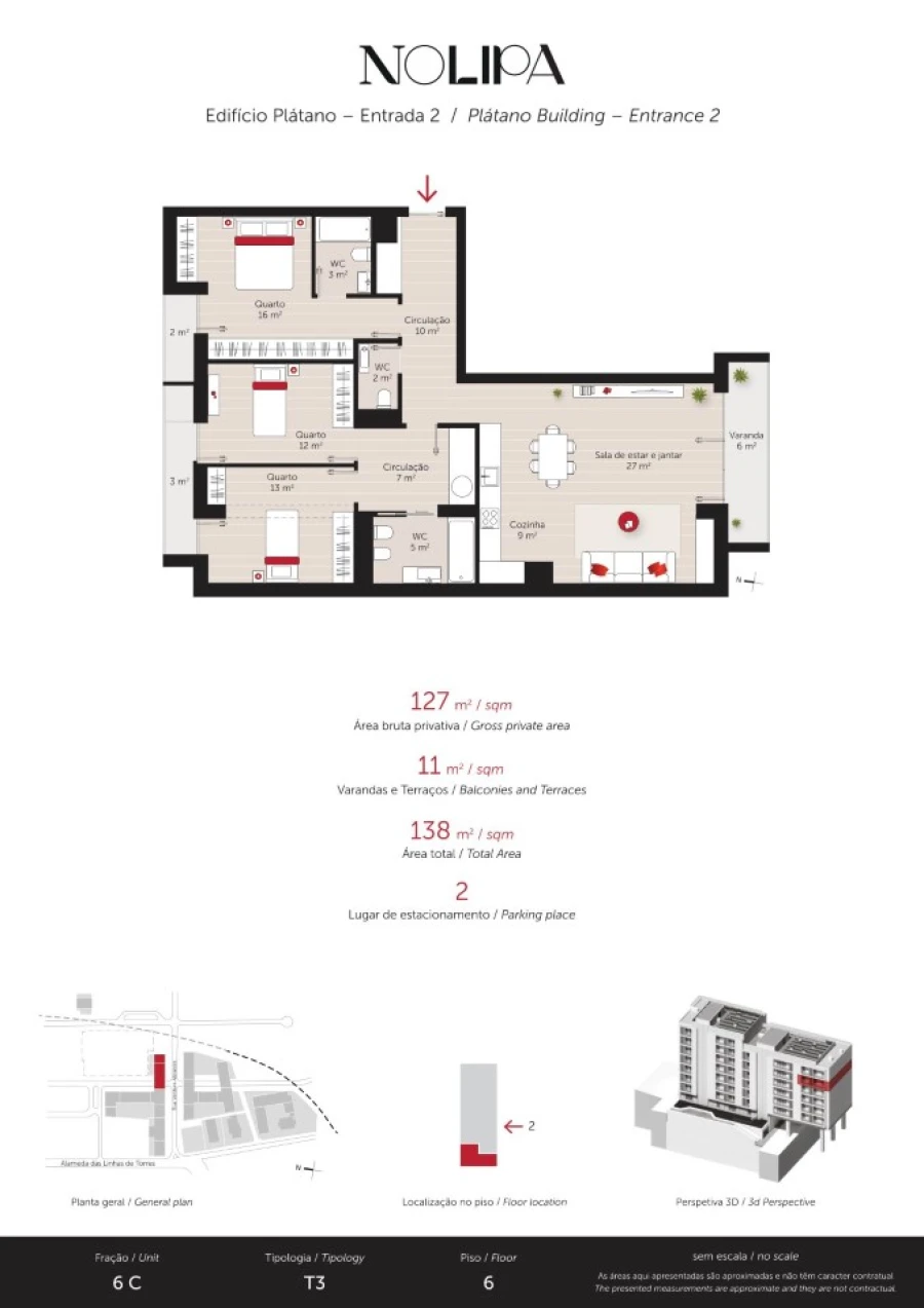 Apartamento T3 para Venda em Lumiar Planta 1