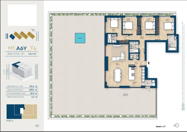 Apartamento T4 para Venda em Santa Marinha e São Pedro da Afurada Planta 1