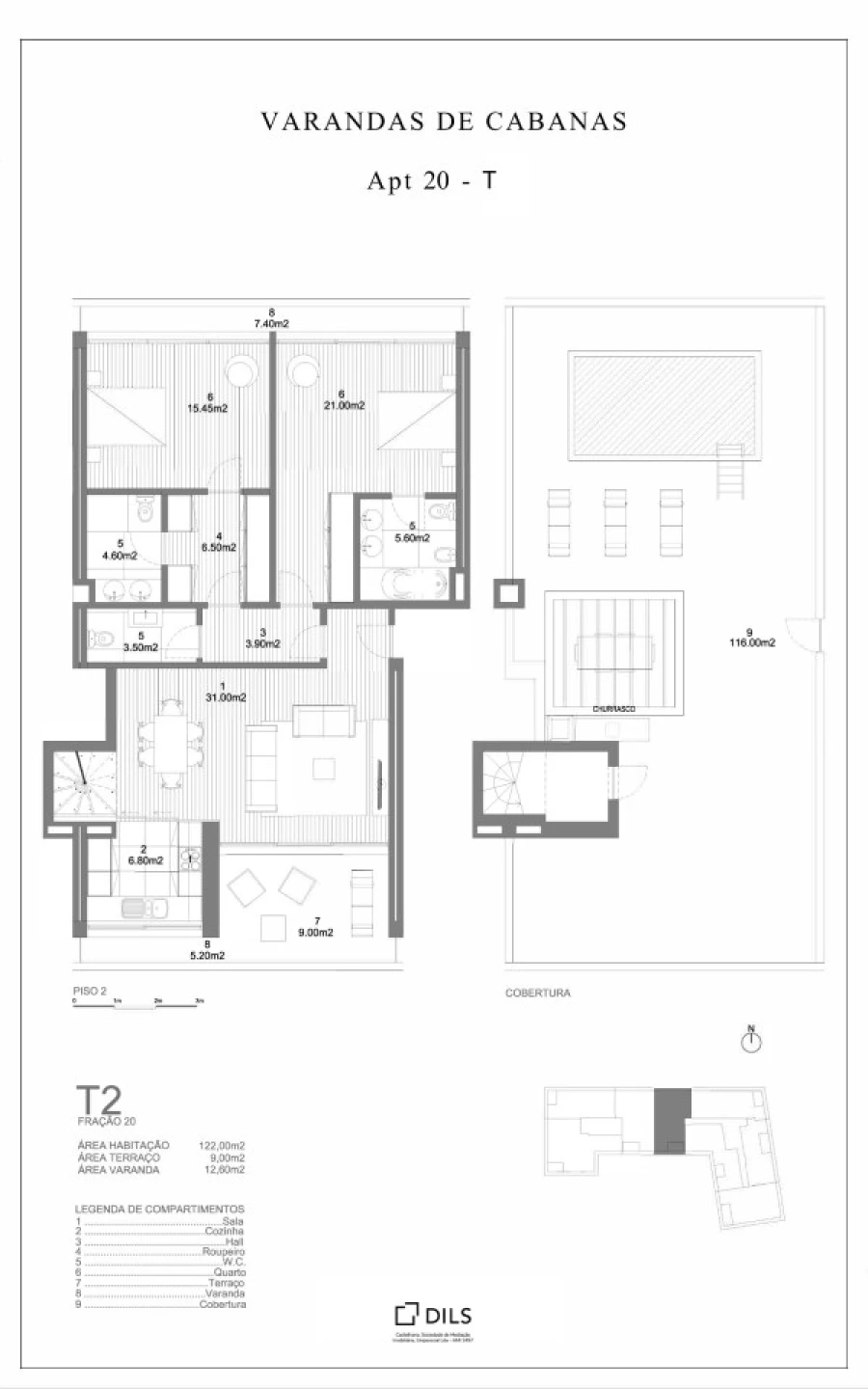 Apartamento T2 para Venda em Conceição e Cabanas de Tavira Planta 1