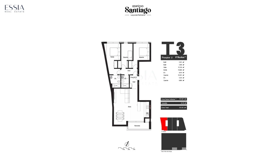 Apartamento T3 para Venda em Matosinhos e Leça da Palmeira Planta 1