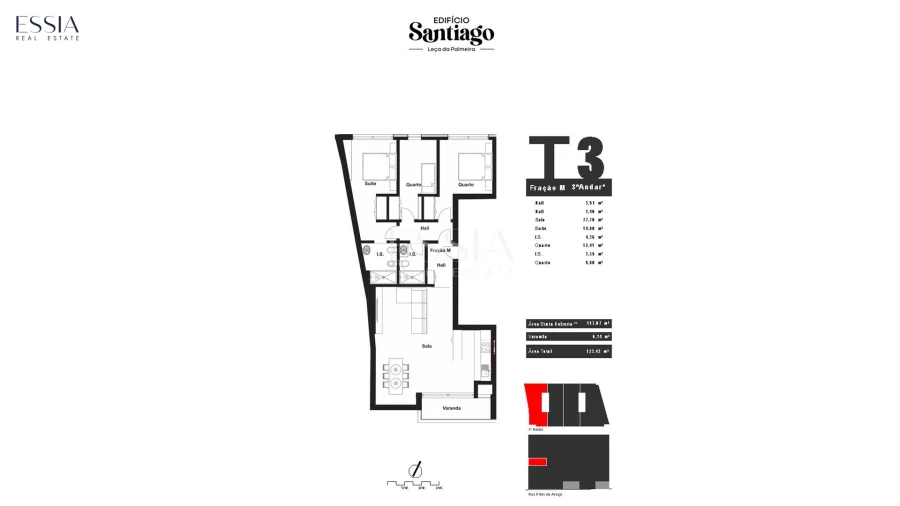 Apartamento T3 para Venda em Matosinhos e Leça da Palmeira Planta 1